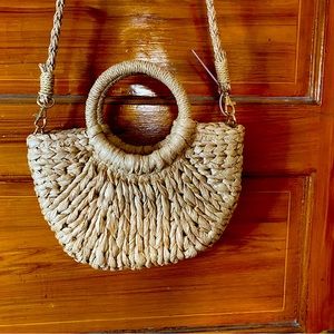 Basket Woven Straw Tote Bag